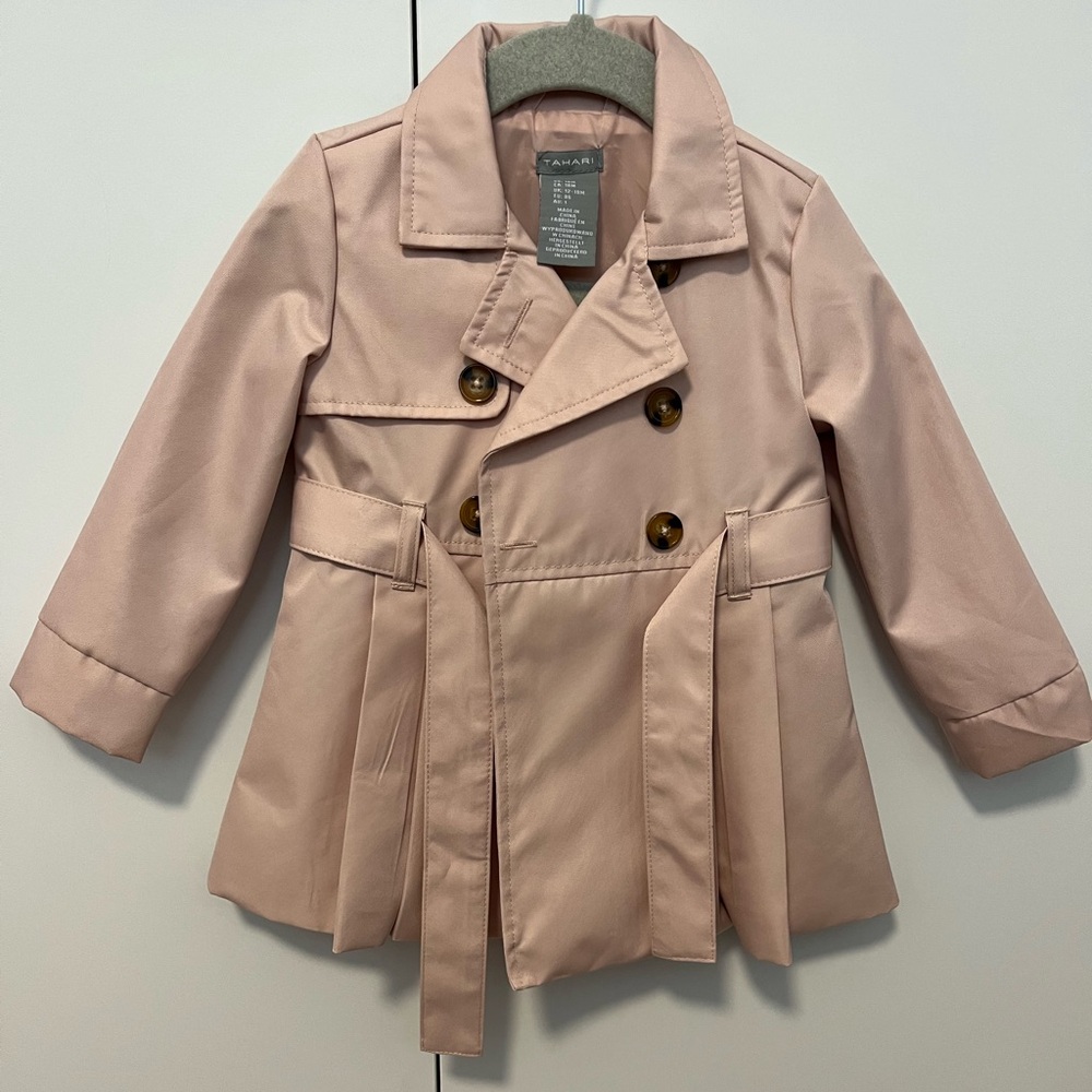 Tahari Pink Pea Coat with Structured Design
